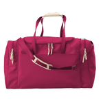 Jon Hart Large Square Duffel, 13x24x13 in coated canvas with leather trim and trolley sleeve.