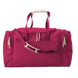 Jon Hart Large Square Duffel, 13x24x13 in coated canvas with leather trim and trolley sleeve.