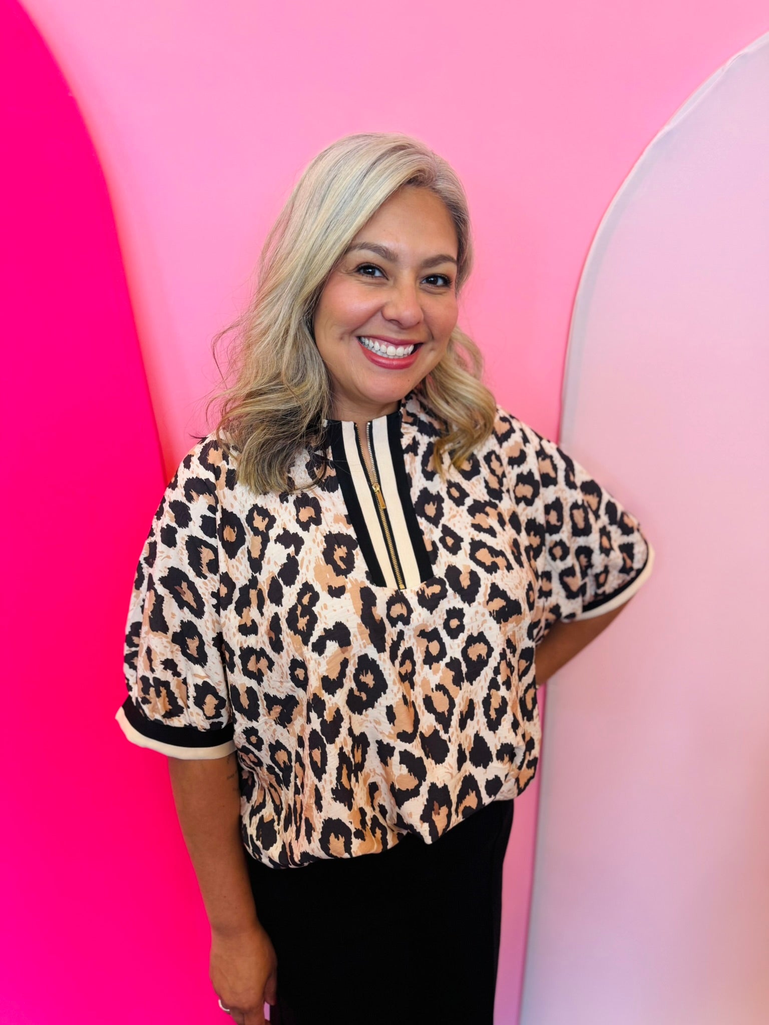 Leopard Zip Collar Top – Tootsie Lou's Boutique