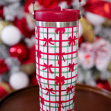 Merry Little Bow Plaid Travel Tumbler