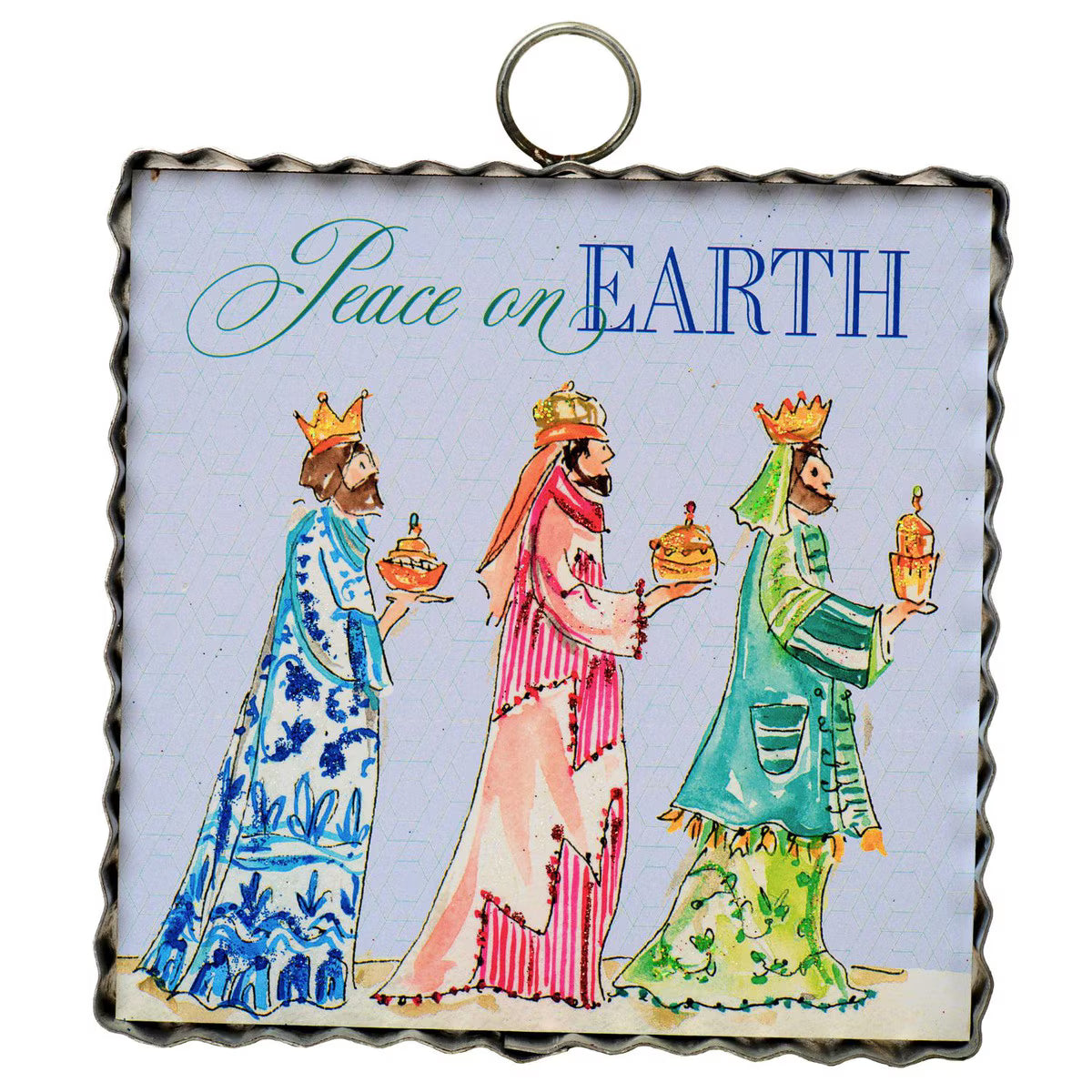 Hand-painted Three Kings Christmas decor, compact and colorful holiday display for shelves or mantels