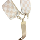 Double Wristlet - Neutral Checkered