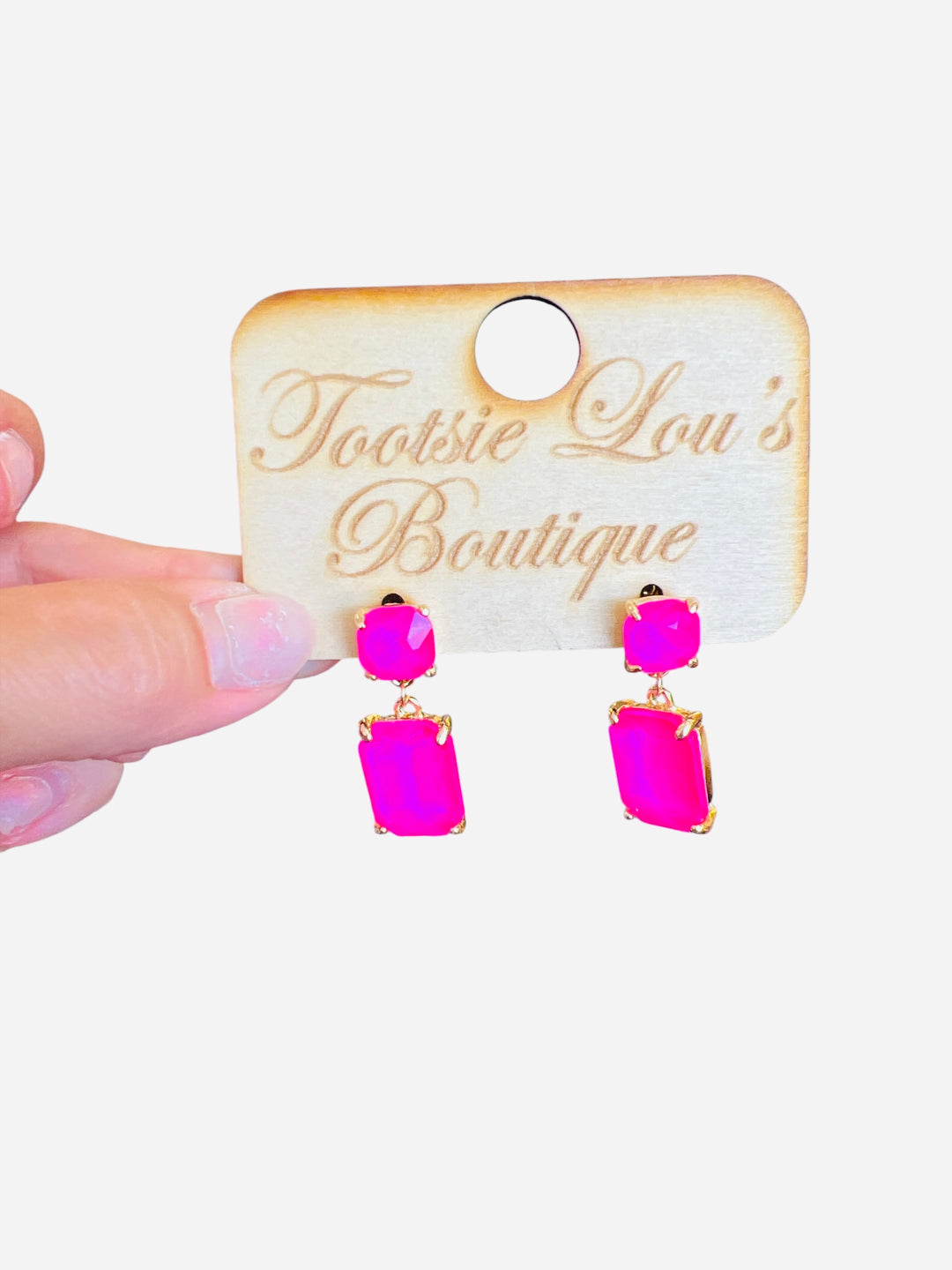 Hot Pink Gem Drop Earrings