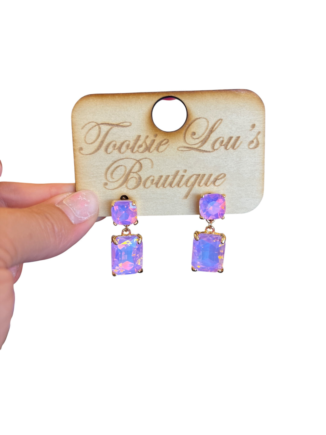 Lilac Gem Drop Earrings