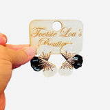 Black & Cream Flower Earrings