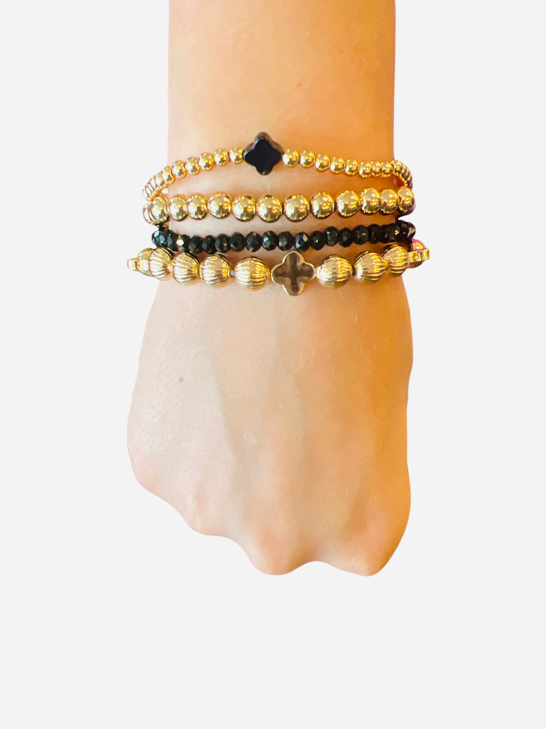 Gold & Black Bracelet Set (Water Resistant)