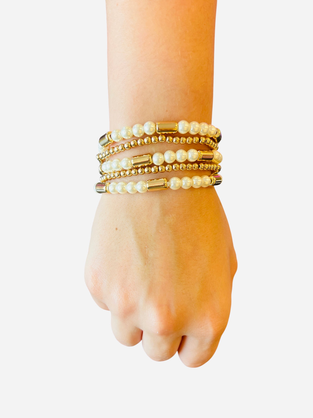 Gold & Pearl Bracelet Set (Water Resistant)