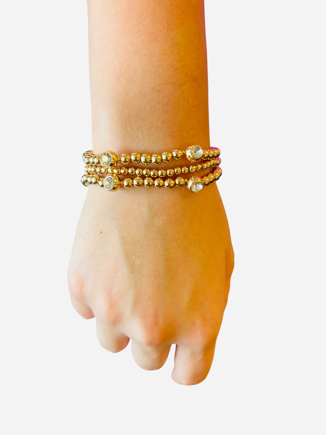Gold Rhinestone Bracelet Set (Water Resistant)