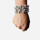 Silver Beaded Bracelet Set (10mm) Water Resistant