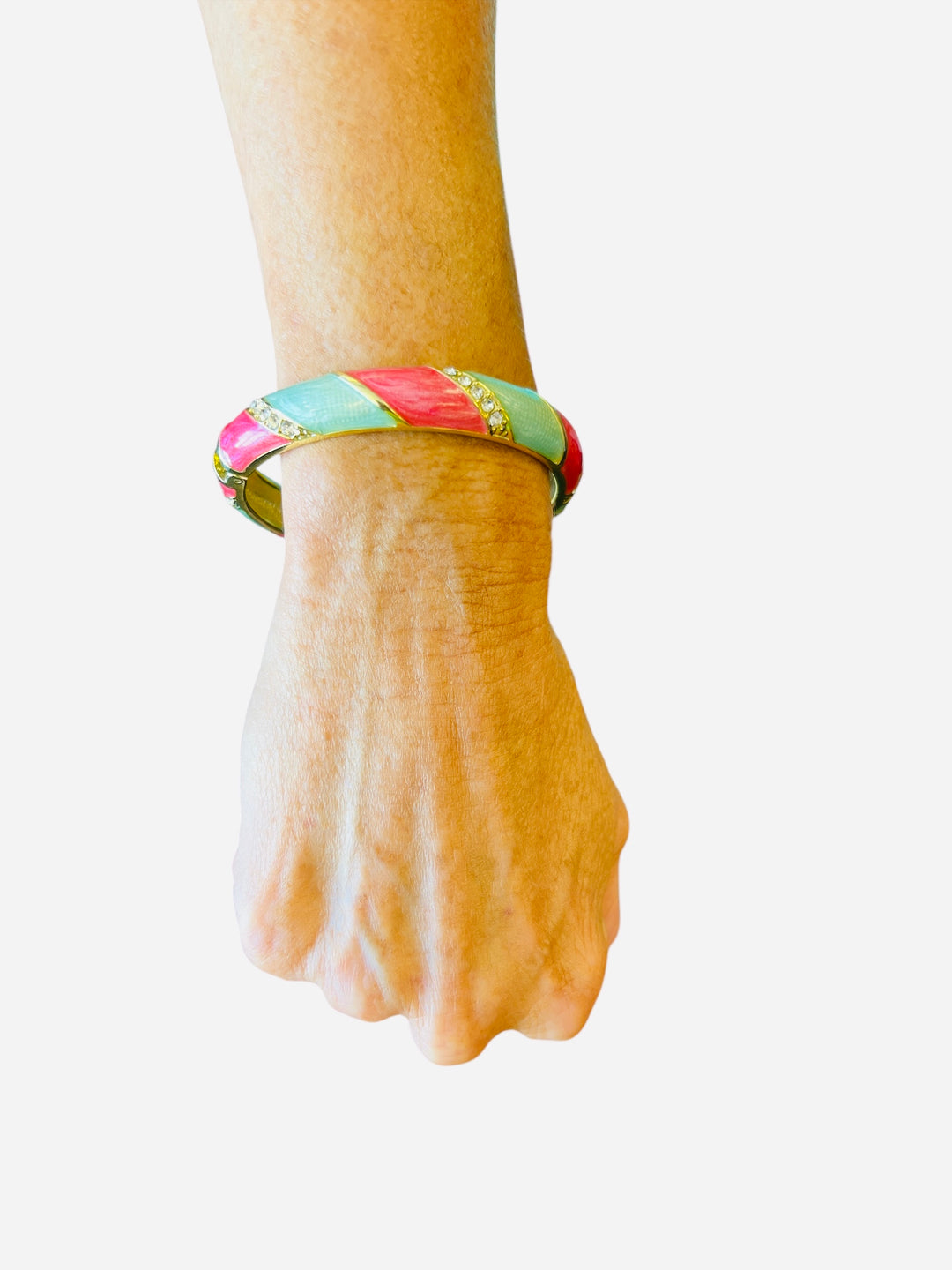 Blue & Pink Rhinestone Cuff Bracelet