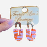 coral and pink u-shaped earrings
