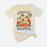 Graphic tee with Santa in shades, presents, boombox, and "Gangsta Wrapper" text.