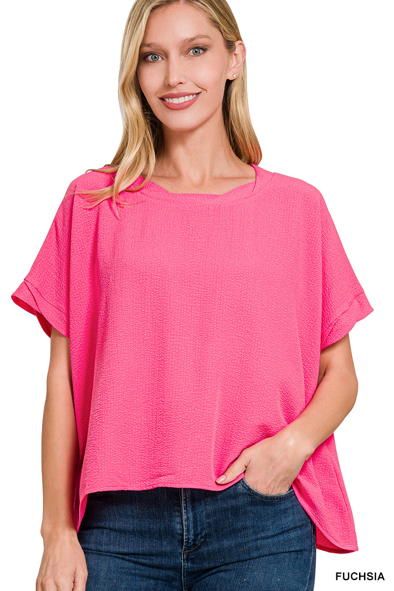 Fuchsia Woven Airflow Top