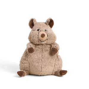 Plush quokka Warmies, lavender scented, microwavable, and weighted for warmth and comfort.