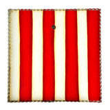 Red and white striped metal display board, 12x12 for cards, photos, or festive decor