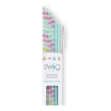 Swig Lake Girl Aqua Glitter Reusable Straw Set