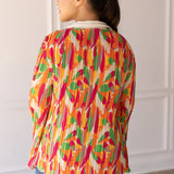 Pleats and Petals Flare Sleeve Top