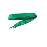 Silk green shoelaces with glossy finish