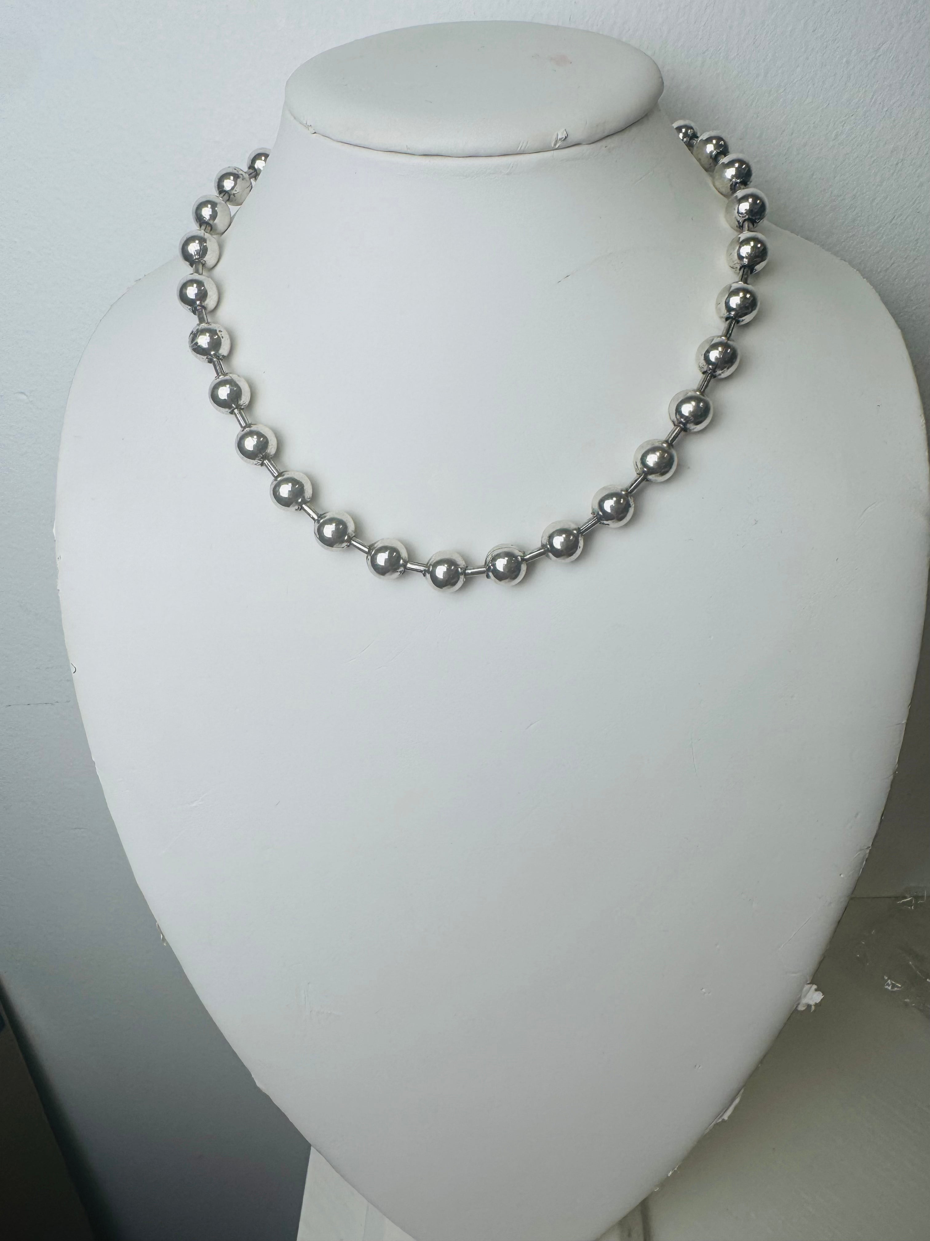 silver beaded necklace
