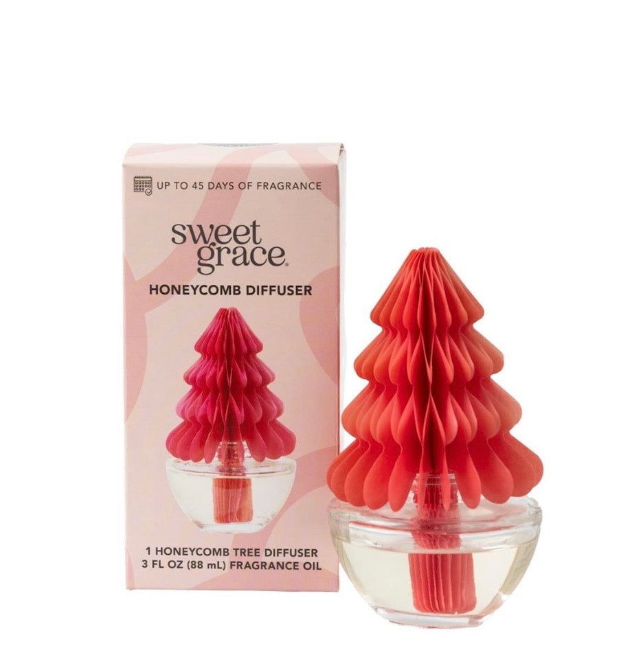 Sweet Grace Honeycomb Diffuser with elegant glass design and warm honeycomb fragrance.