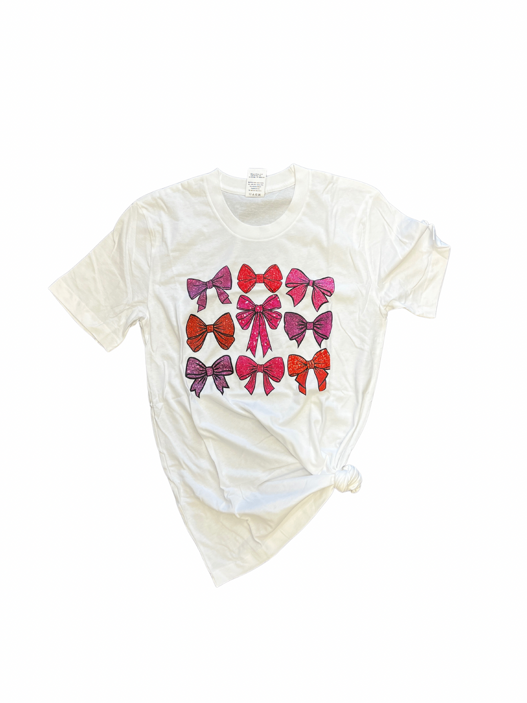 Sparkle Bows On White Tee