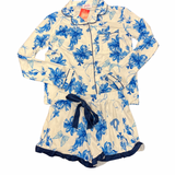 Blue Blossom Ruffle Pajama Set
