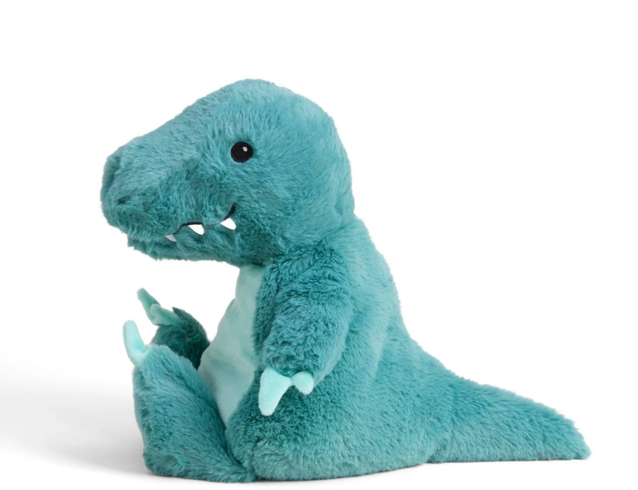 Teal Velociraptor Warmies plush, microwavable and lavender-scented for warmth, comfort, and relaxation.