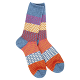 World’s Softest Socks crew style in denim blue, pink, yellow and orange.