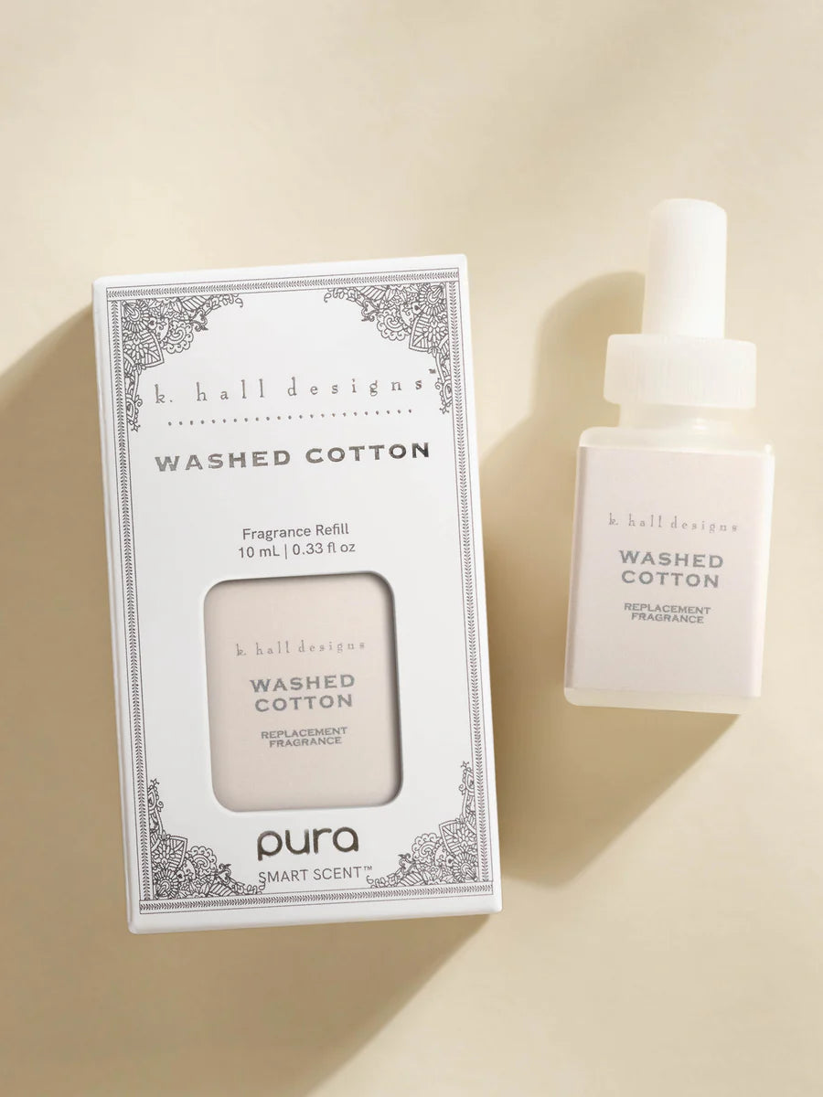 Pura Washed Cotton fragrance refill bottle.