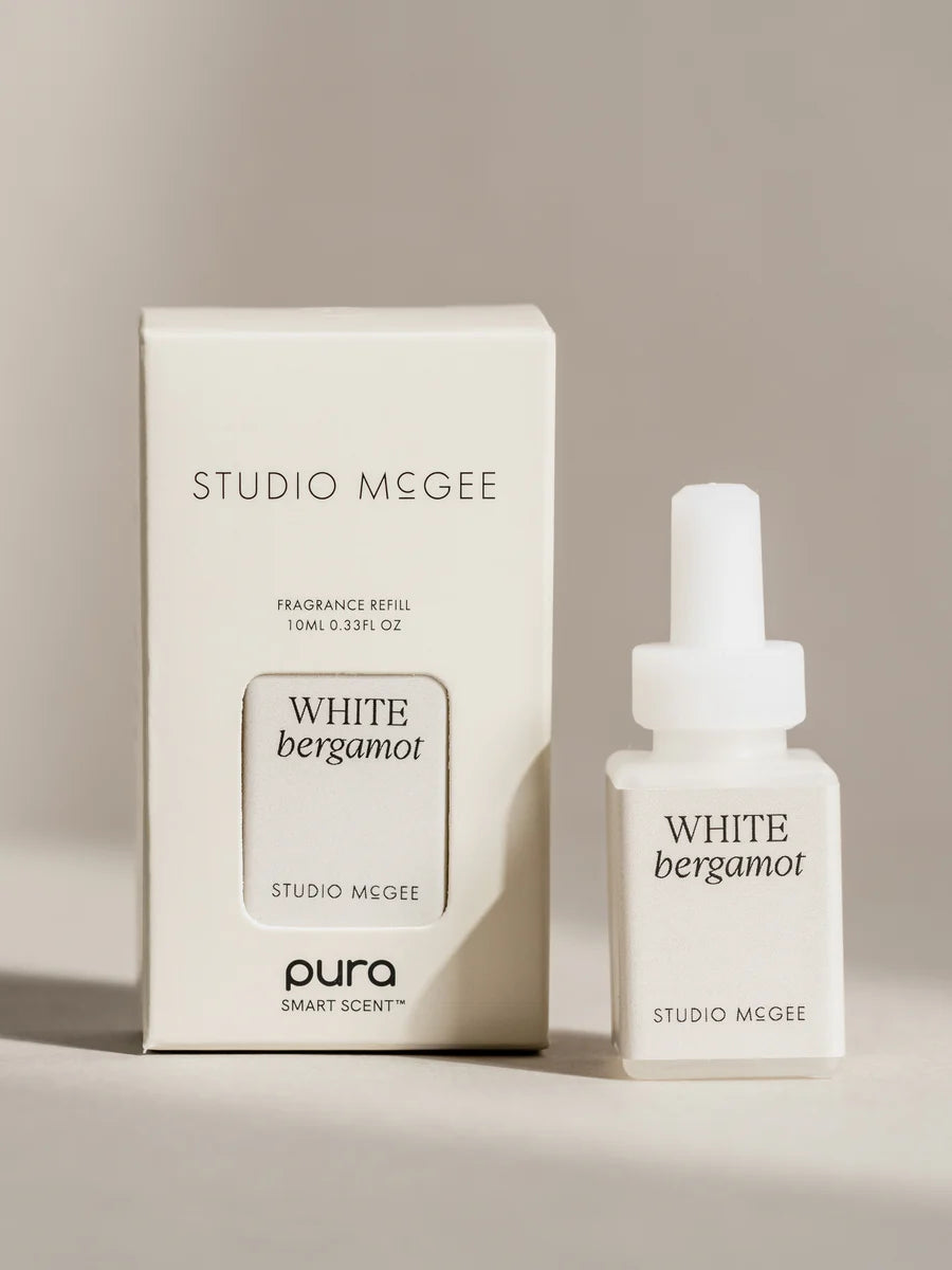 Pura White Bergamot fragrance refill bottle.