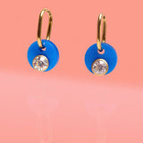 Royal Blue Deco Glam Medallion Oval Hoops
