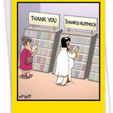 A thank you card with the phrase "Thank You, Thank Ya Very Much" on the front.