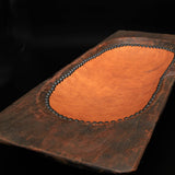 Beaded Classic Dough Bowl with Embossed Leather and Cowhide