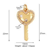 Pave Heart Key Charm