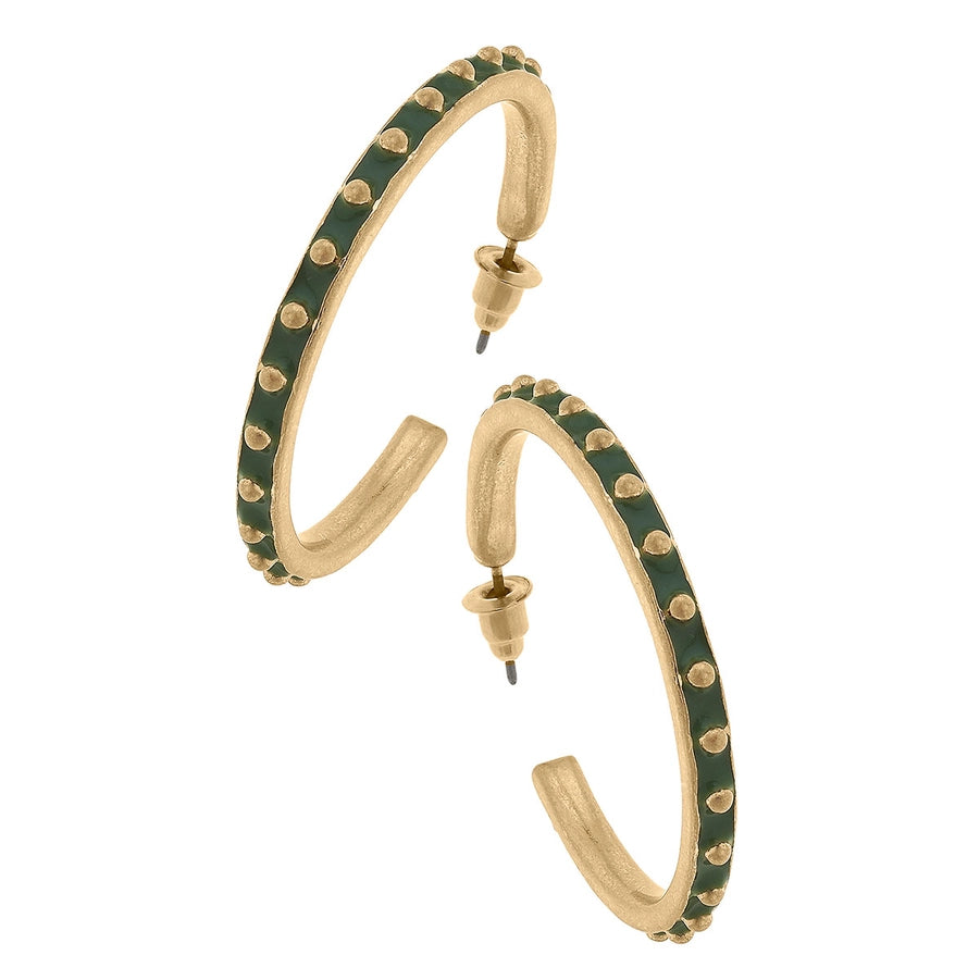 Aubrey Studded Hoop Earrings - Green