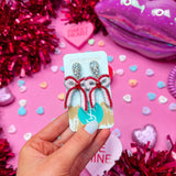 Pink/Red Beaded Bows