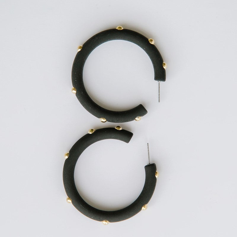 Candace Large Black Earrings