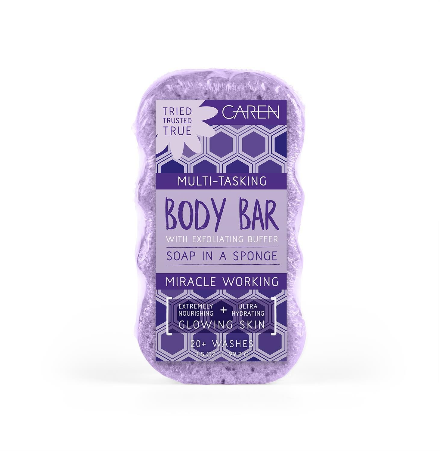 A purple, soap-infused sponge.