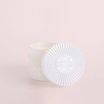 White Opal Gilded Faceted Jar Candle with iridescent finish, featuring the iconic Volcano tropical citrus fragrance