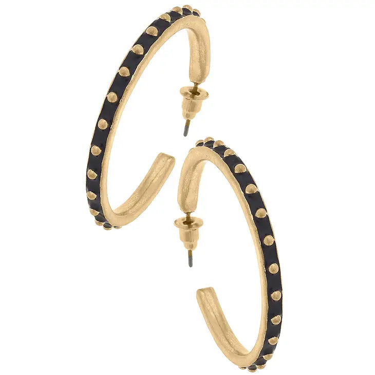 Aubrey Studded Hoop Earrings - Black