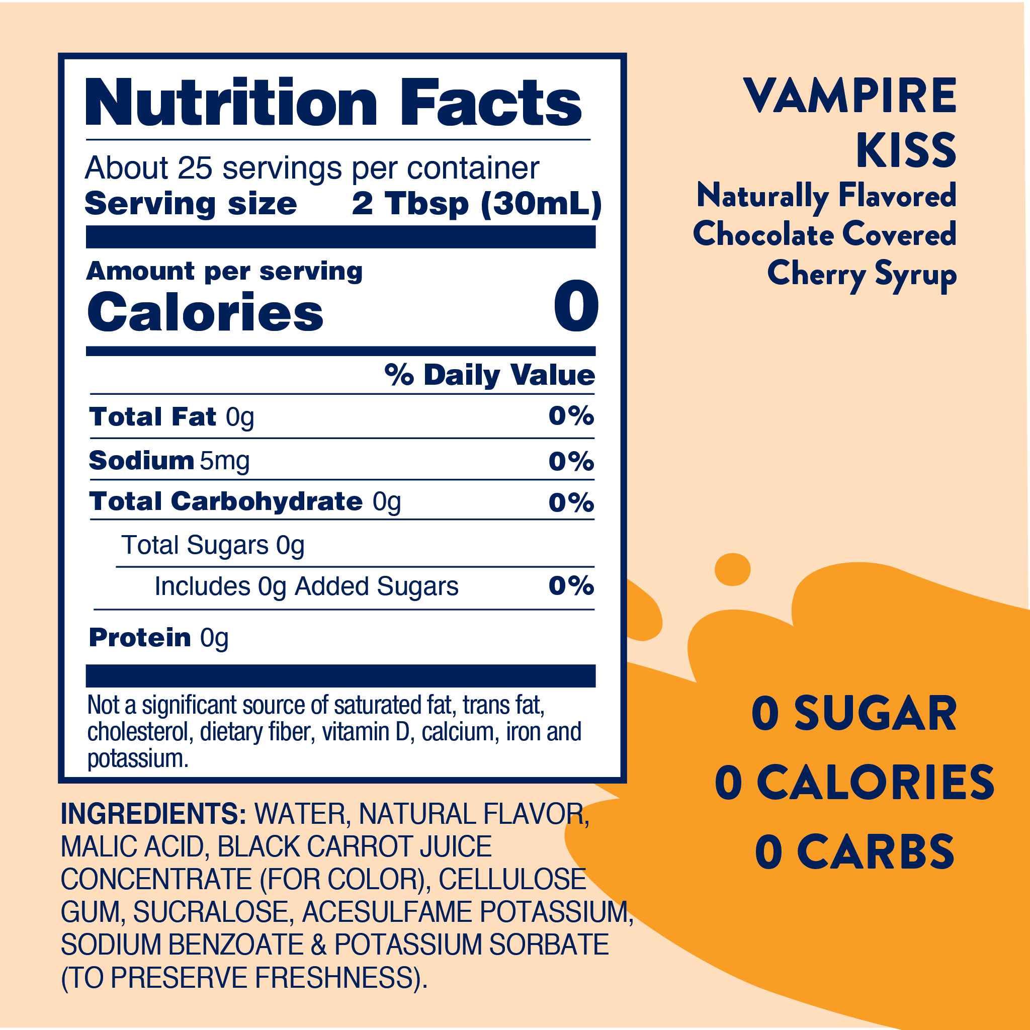 Skinny Mixes Vampire Kiss syrup nutrition facts.