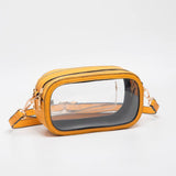 Mustard Double Zipper Oval Clear Bag