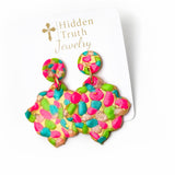 Pink, Turquoise & Green Confetti Dangle Earrings