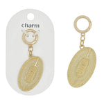 Gold-tone metal football cutout charm for scarf necklace.