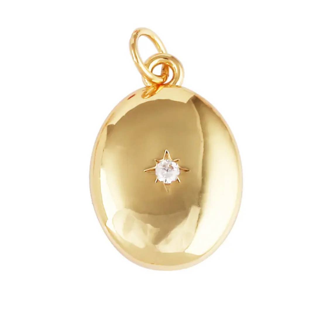 Gold CZ Drop Charm