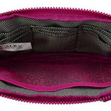 Black mini crossbody wallet bag with gold hardware, front zip pocket, detachable shoulder strap and wristband, and a clear cell phone window. Compact and stylish design, ideal for keeping essentials organized and accessible on the go.
