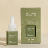 Pura Green Tea Citrus fragrance refill bottle.