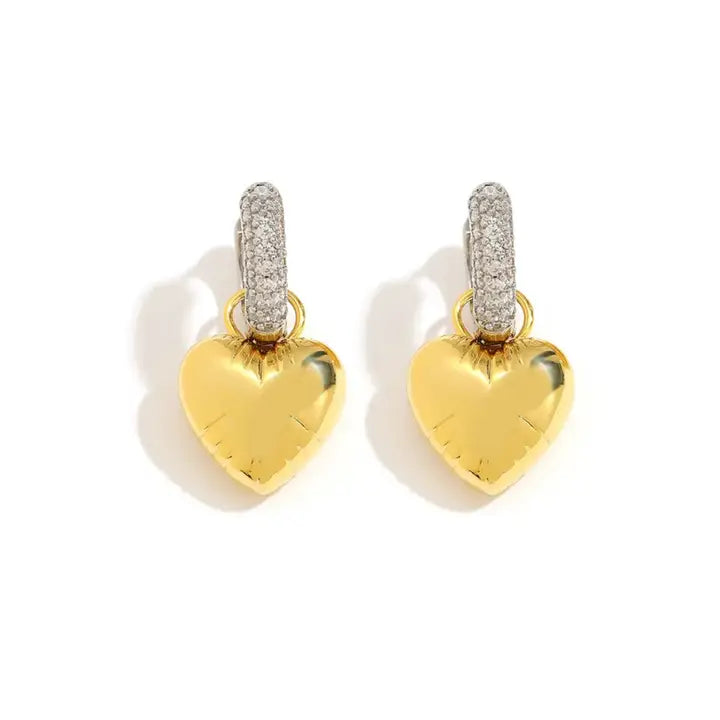 Heart CZ Hoop Earrings