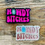 Car freshie with Howdy Bitches and turquoise gem graphics.