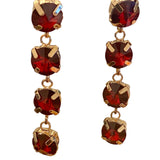 Rhinestone Dangle Earrings - Red